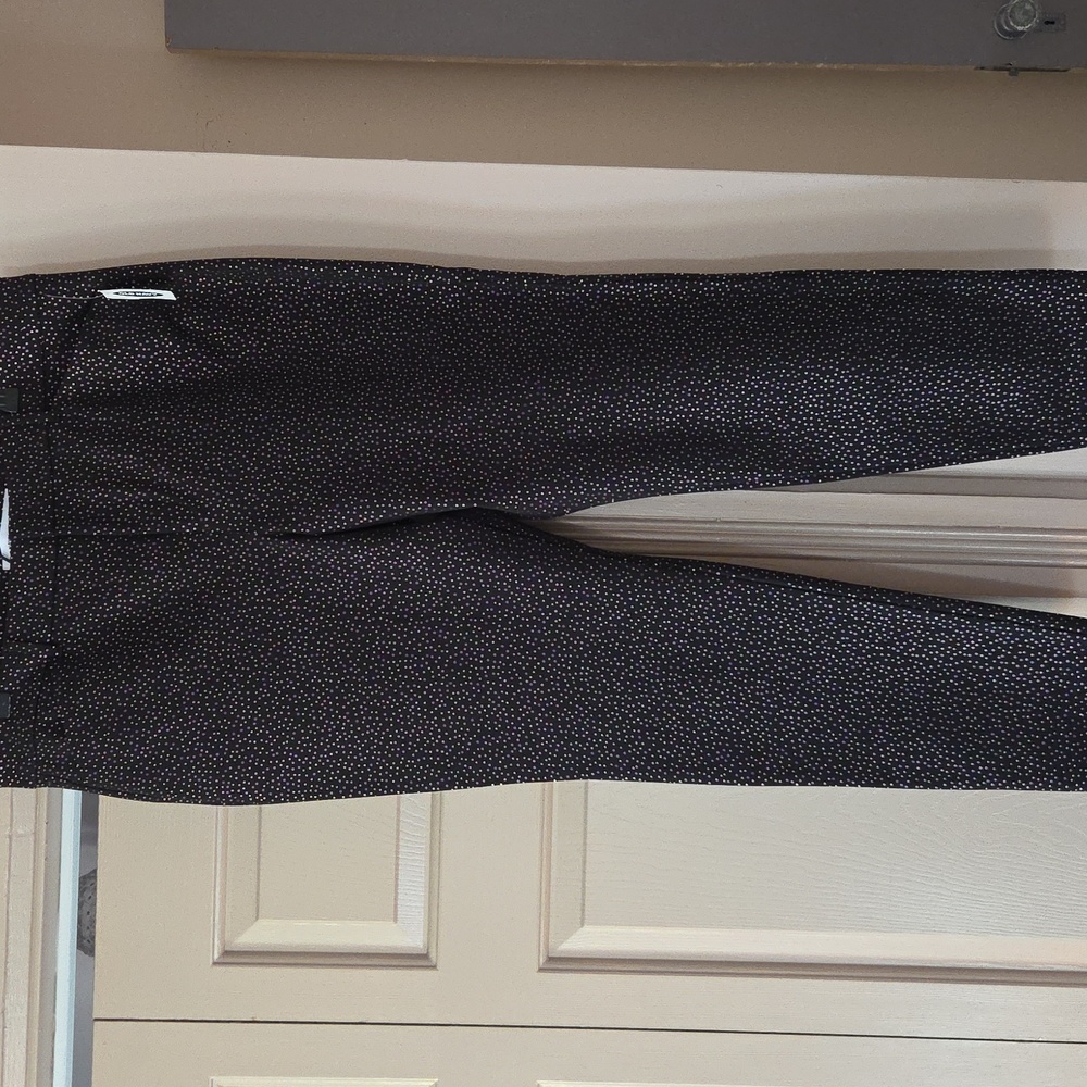 Old Navy Black Skinny Pants with White Microdot Print